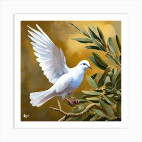 Dove Holding Olive Branch (1) Art Print