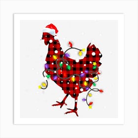 Red Plaid Christmas Lights Pajama Chicken Animals Lover Art Print