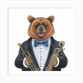 Bowtie Bear Band Concert Print Art And Wall Art Art Print