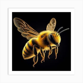 Bee Background Black Art Print