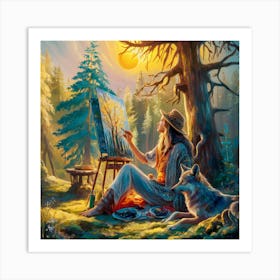 Artist In The Woods 1 Art Print