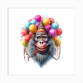 Monkey With Balloons 7 Art Print