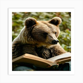 Brown Bear Reading A Book 1 Art Print