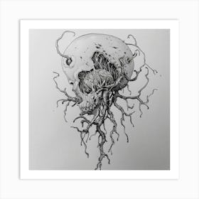 Skull With Roots Art Print