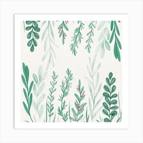 Watercolor Leaves Pattern Art Print