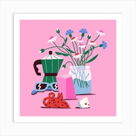 Home Still Life With Coffee Machine Square Art Print