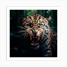 Jaguar Roaring In The Jungle Art Print