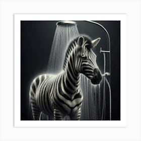 Zebra in the Shower Art Print