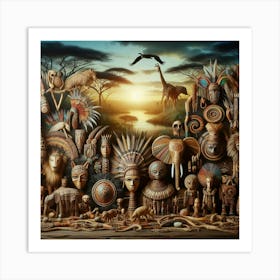 Tribal African Art African landscape 3 Art Print