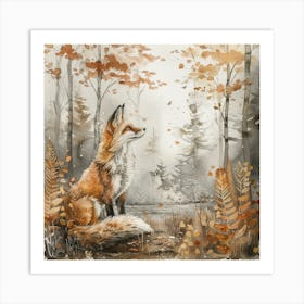 Fox In The Woods Art Print