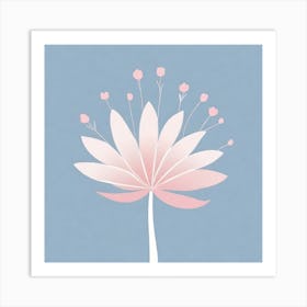 A White And Pink Flower In Minimalist Style Square Composition 111 Art Print