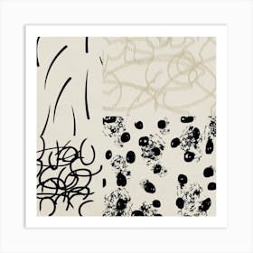 Black And White Brush Strokes Painting Art Print