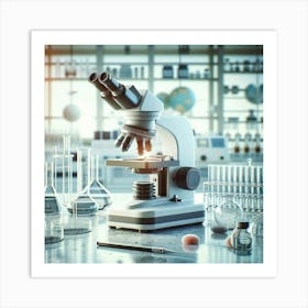 Microscope In The Laboratory Stock Photo Art Print