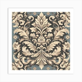 Damask style Art Print