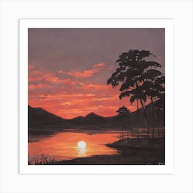 Sunset Over Lake Art Print