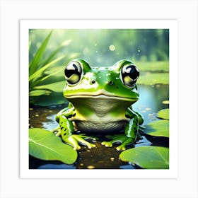 Green Frog's Tranquil Home Art Print