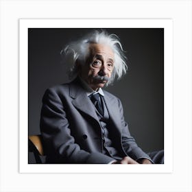 Einstein Realistic AI image in Grey Blazer Art Print