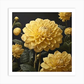 Aesthetic style, Large yellow Dahlia flower 1 Art Print