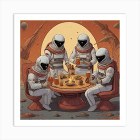 Astronauts At A Table Eat Tajin Art Print