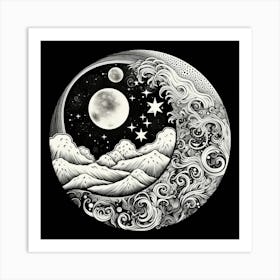 Moon And Stars 1 Art Print