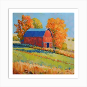 Red Barn In Fall 4 Art Print