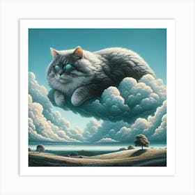 Cat On A Cloud Art Print