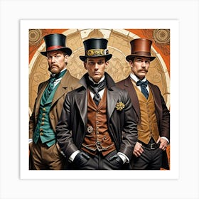 Steampunk Gentlemen's Fashion Cubism Style Art Print