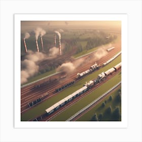 Train Tracks With Smoke 2 Art Print