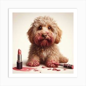 Dog With Lipstick 1 Art Print