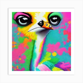 Enchanting Graffiti Wall Art Baby Swan Elegance In Mint, Green, Grey, And Yellow With Adorable Animal Accents Art Print