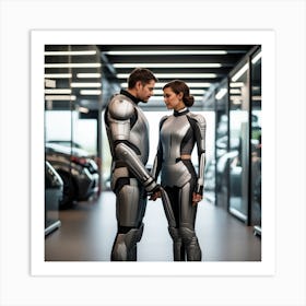 Futuristic Couple In Futuristic Suit 3 Art Print