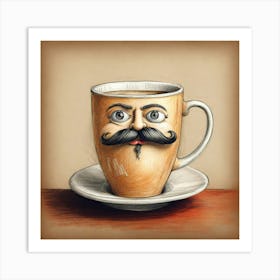 Coffee Cup With Mustache 3 Art Print