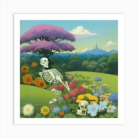 Skeleton In The Garden 1 Art Print