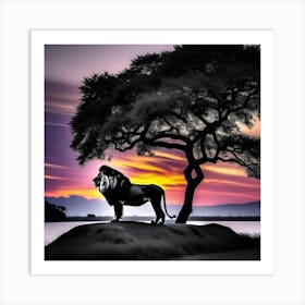 Lion At Sunset 17 Art Print