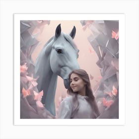 Girl And A Horse 7 Art Print