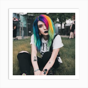 Rainbow Haired Girl 1 Art Print