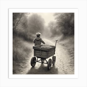 Boy In A Wagon 3 Art Print