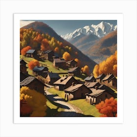 Village In Autumn Art Print