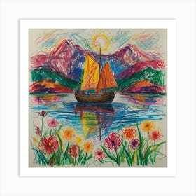 Sailboat In Water Art Print