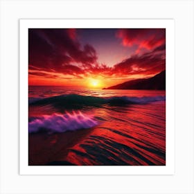 Sunset At The Beach 356 Art Print