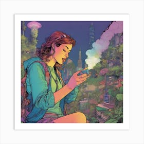 Girl Smoking A Cigarette Art Print