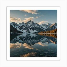 Reflection Of Mountains In A Lake Art Print