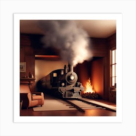 Train In The Living Room Art Print