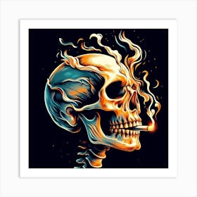 Skeleton Smoking A Cigarette Art Print