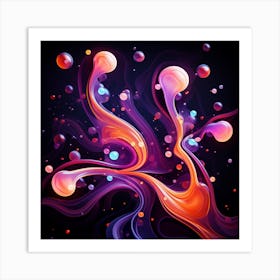 Luminous Waves & Bubbles 1 Art Print