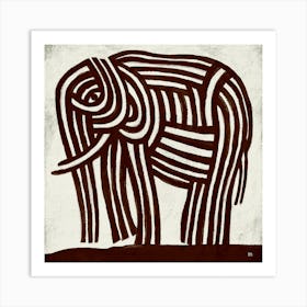 Wild Elephant Free In Nature Linework In Neutrals Art Print