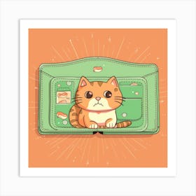 Wallet With Cat Art Print