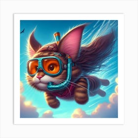 Scuba Cat Art Print