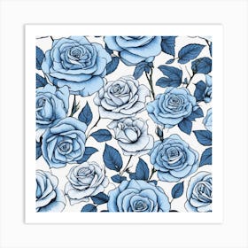 Blue Roses 9 Art Print