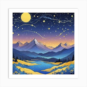 Celestial Milky Way Above A Desert Landscape Art (1) Art Print